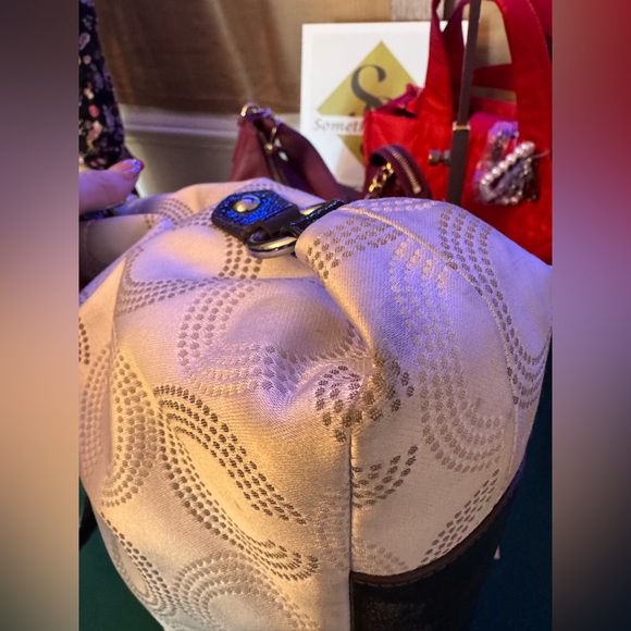 Coach 2012 Ashley Dotted Op Art Convertible Satchel Shoulder Bag Beige EUC - Picture 12 of 16